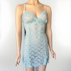 APT.9 Sheer Lace Lingerie Babydoll Slip Dress Womens XL Baby Blue